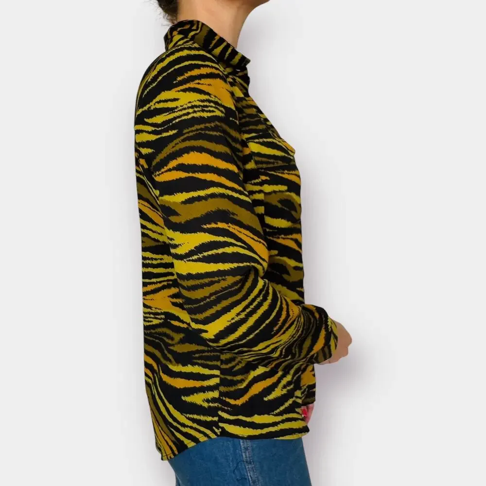 Y2K Marled Tiger Print Blouse - Picture 7 of 8
